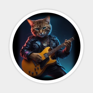 Rockstar Cat Guitar Magnet